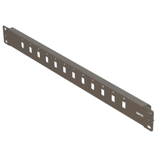 19-1u-fp2-12-simplex-front-panel-frame-for-fiber-adapters-empty-black-mio-series-samm-teknoloji-16150-14-B 19” 1U, FP2 12 Simplex, Front Panel Frame for Fiber Adapters, Empty, Black