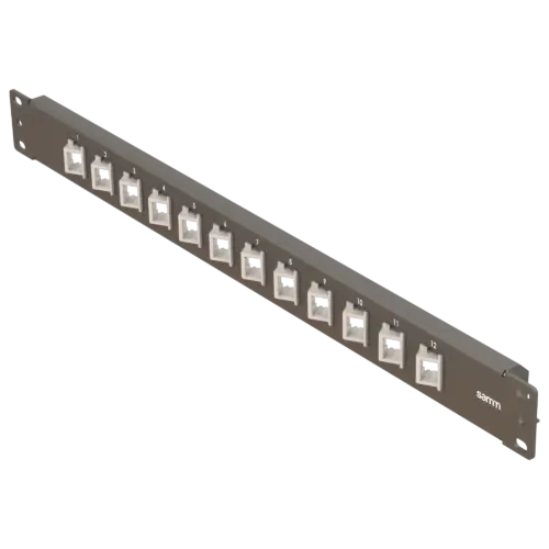 19-1u-fp6-12-angled-simplex-front-panel-frame-for-fiber-adapters-empty-black-mio-series-samm-teknoloji-16154-14-B 19” 1U, FP6 12 Angled Simplex, Front Panel Frame for Fiber Adapters, Empty, Black