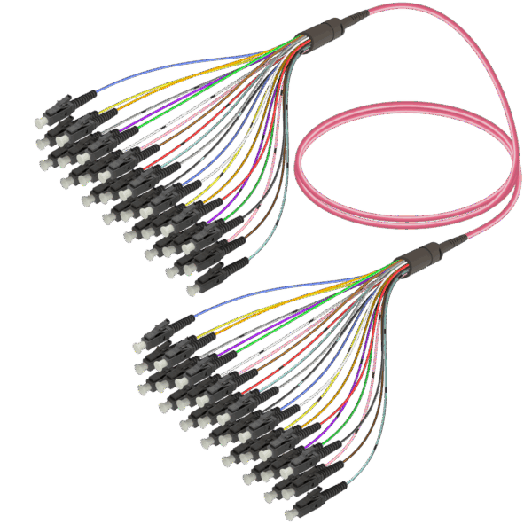 LC/UPC-LC/UPC | 24 Fiber Fanout | Multi Mode G651.OM4 | 3.0/0.9mm