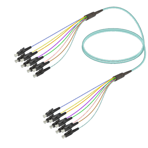 LC/UPC-LC/UPC | 8 Fiber Fanout | Multi Mode G651.OM3 | 3.0/0.9mm