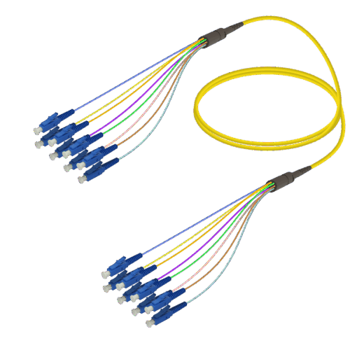 LC/UPC-LC/UPC | 8 Fiber Fanout | Single Mode G657.A2 | 3.0/0.9mm