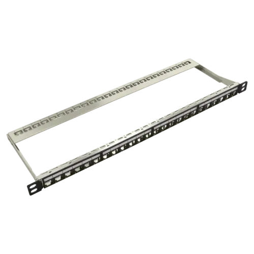 Empty Modular Straight HD Patch Panel | 0.5U CAT-6A | 24 Ports