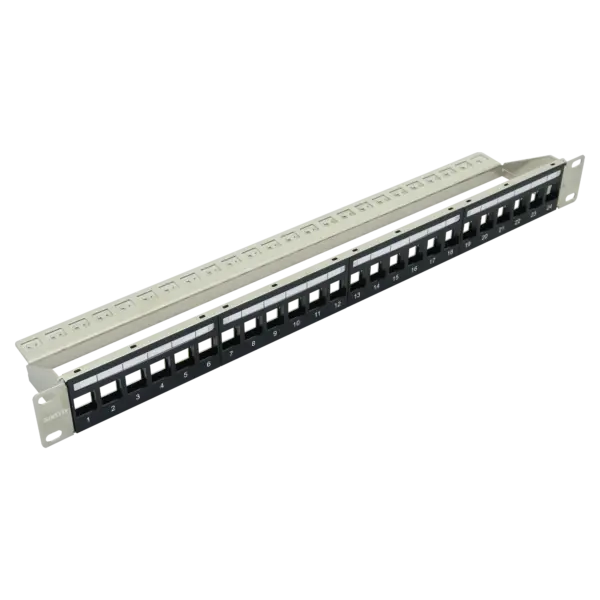 Boş Modüler Düz Patch Panel | 1U CAT-6A | 24 Port