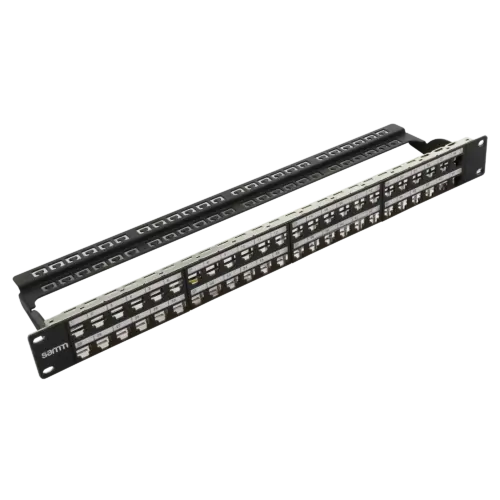 panel-1u-shld-unl-str-48p-bakir-patch-panel-4774-18-B Boş Modüler Düz HD Patch Panel | 1U CAT-6A | 48 Port