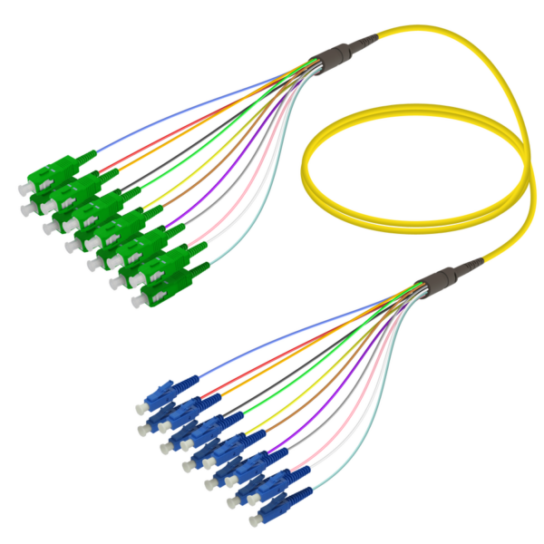 SC/APC-LC/UPC | 12 Fibers Fanout | Single Mode G657.A2 | 3.0/0.9mm