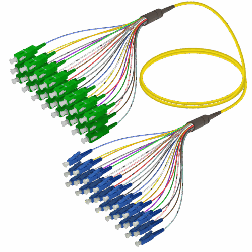 SC/APC-LC/UPC | 24 Fiber Fanout | Single Mode G657.A2 | 3.0/0.9mm