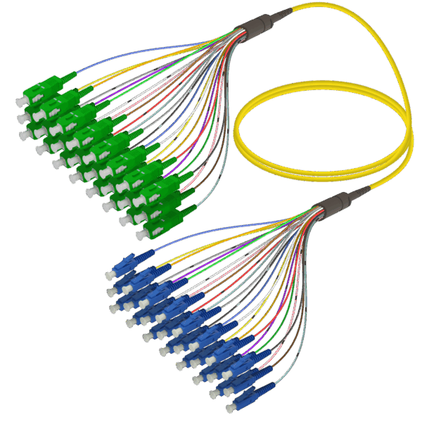 SC/APC-LC/UPC | 24 Fiber Fanout | Single Mode G657.A2 | 3.0/0.9mm