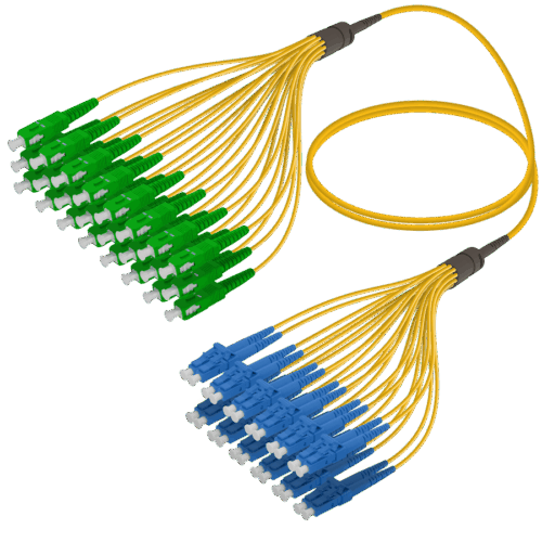 SC/APC-LC/UPC | 24 Fiber Fanout | Single Mode G657.A2 | 3.0/1.8mm