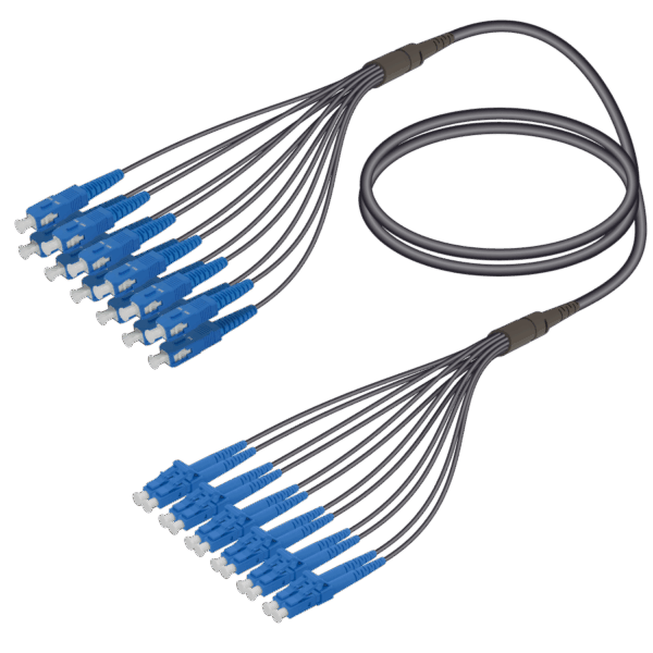 SC/UPC-LC/UPC | 12 Fiber Universal Fanout | Single Mode G657.A2 | 4.8/1.8mm