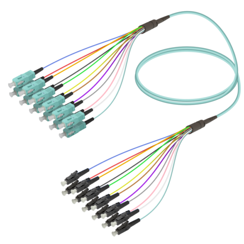 SC/UPC-LC/UPC | 12 Fibers Fanout | Multi Mode G651.OM3 | 3.0/0.9mm