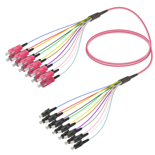 SC/UPC-LC/UPC | 12 Fibers Fanout | Multi Mode G651.OM4 | 3.0/0.9mm