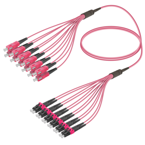 SC/UPC-LC/UPC | 12 Fibers Fanout | Multi Mode G651.OM4 | 3.0/1.8mm