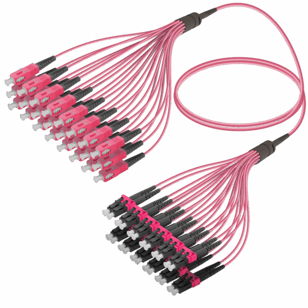 SC/UPC-LC/UPC | 24 Fiber Fanout | Multi Mode G651.OM4 | 3.0/1.8mm