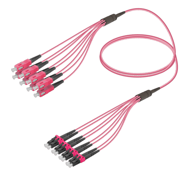 SC/UPC-LC/UPC | 8 Fiber Fanout | Multi Mode G651.OM4 | 3.0/1.8mm