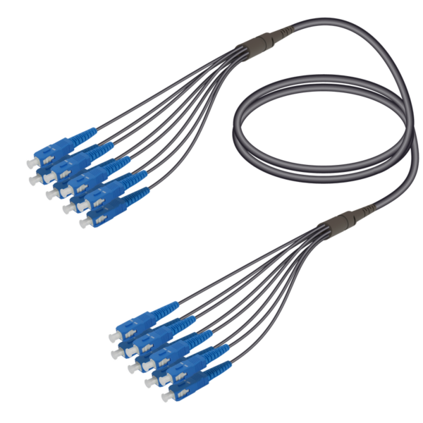SC/UPC-SC/UPC | 8 Fibers Universal Fanout | Single Mode G657.A2 | 4.8/1.8mm