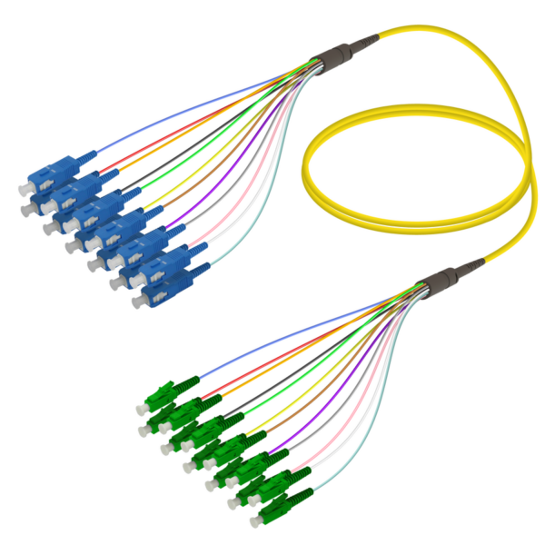 SC/UPC-LC/APC | 12 Fibers Fanout | Single Mode G657.A2 | 3.0/0.9mm