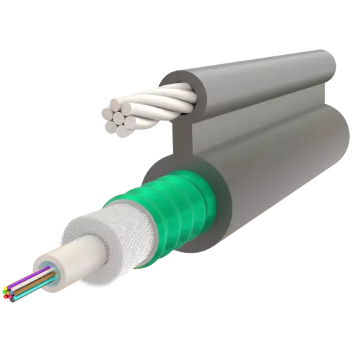 Fig-8 Steel Messenger Steel Armoured Gel-Filled Dry Core Central Loose Tube Single Jacket Cable 4F to 24F - A-D1Q(ZN-GY)(SR)2YT - 7.8x14.4mm