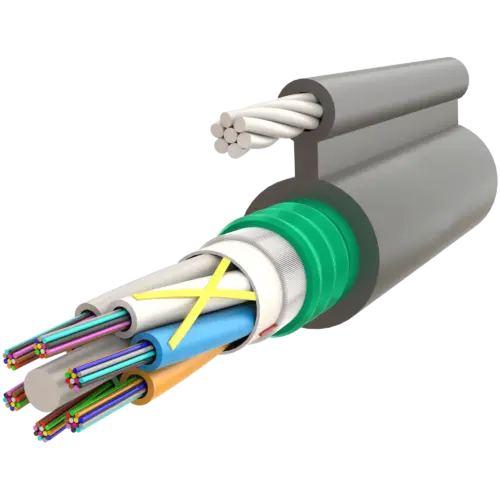 Fig-8 Steel Messenger Steel Armoured Gel-Filled Dry Core Multi Loose Tube Single Jacket Cable 2F to 72F - AT-D1Q(ZN-GY)(SR)2YT - 11.2x19mm